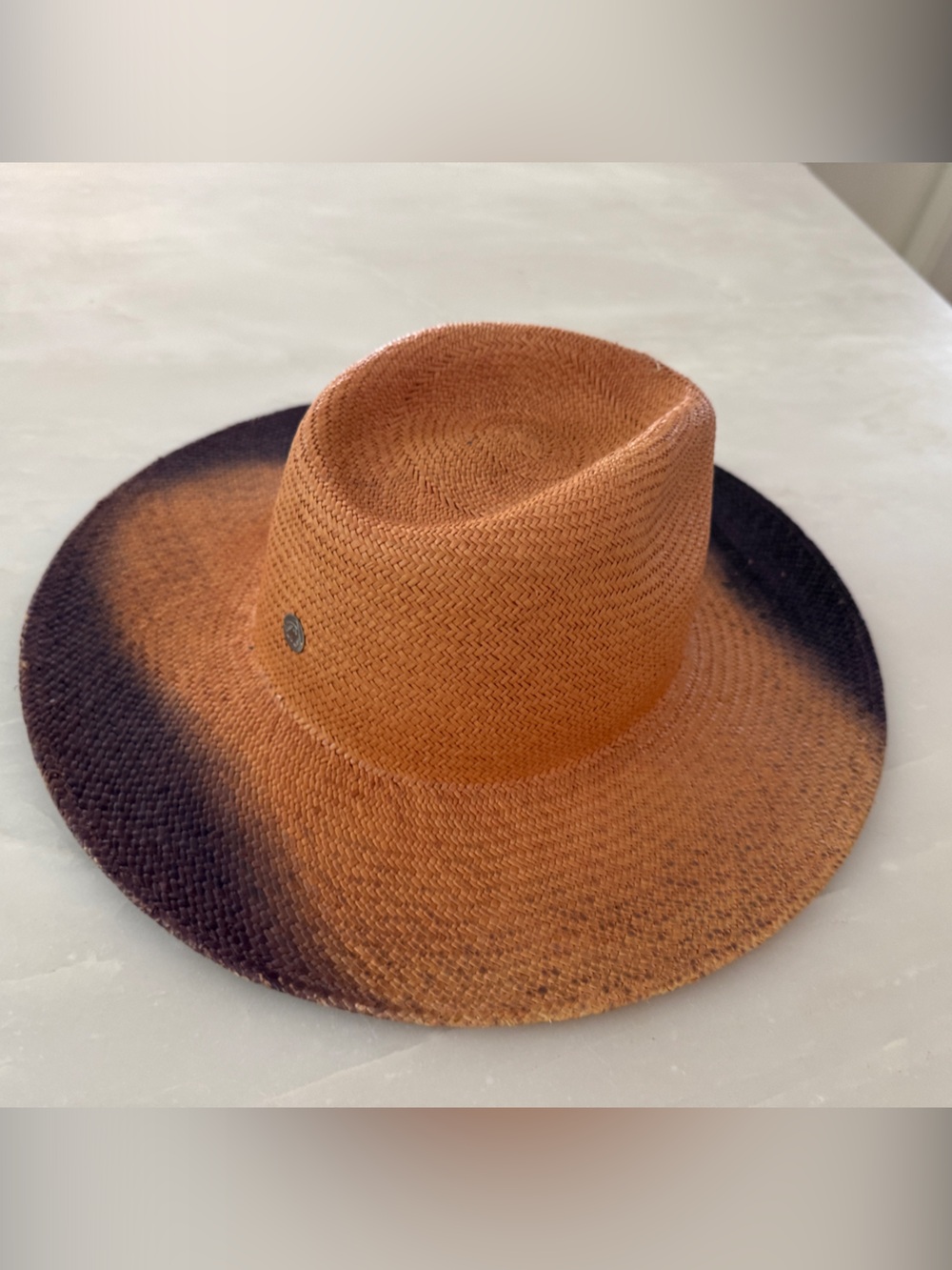 Two-Tone and tan and navy Straw Sun Hat